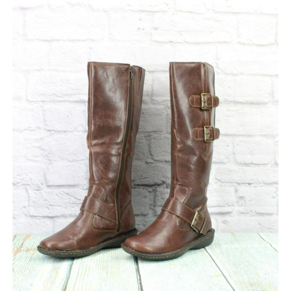 BOC Virginia Brown Leather Pull On Side Zipper Tall Riding Boots Size 7.5 M - Picture 2 of 9